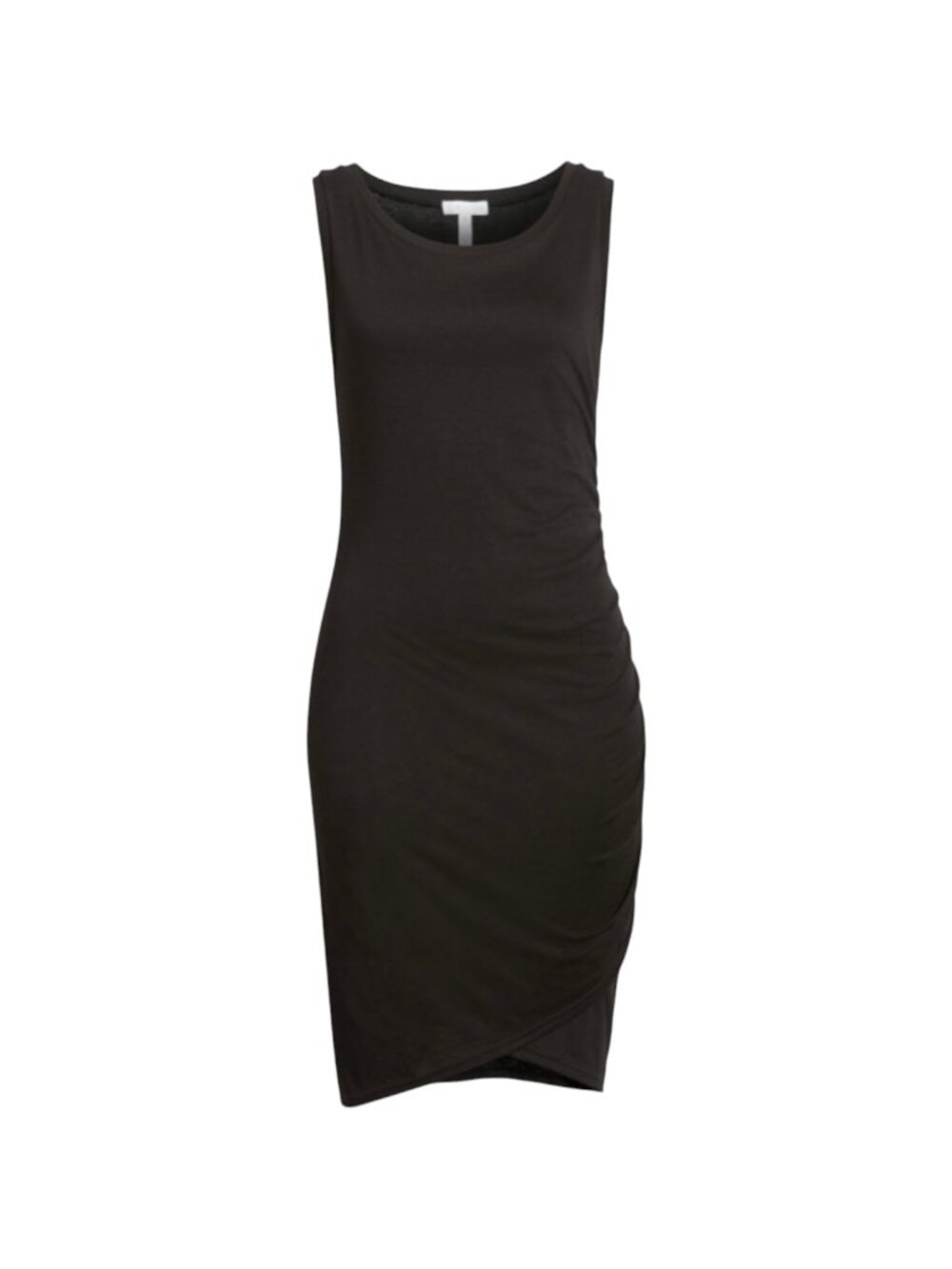 Leith Casual Black Bodycon Dress with Tulip Hem & Side Ruching - Size M